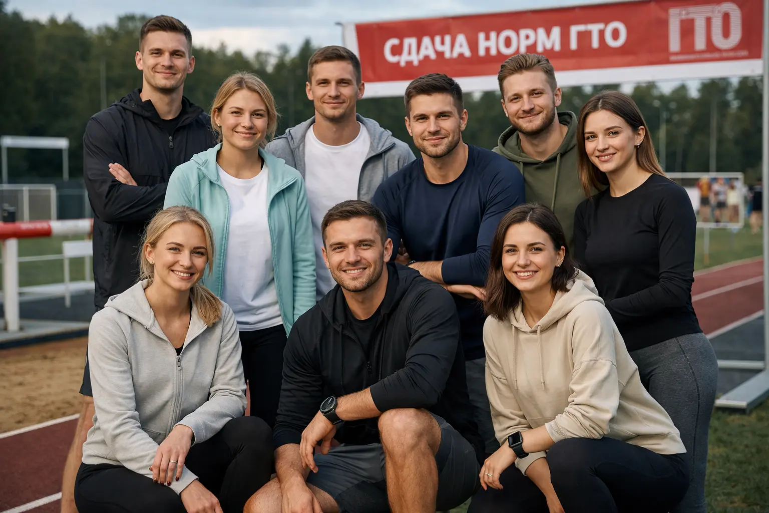 Команда на спортивной площадке
